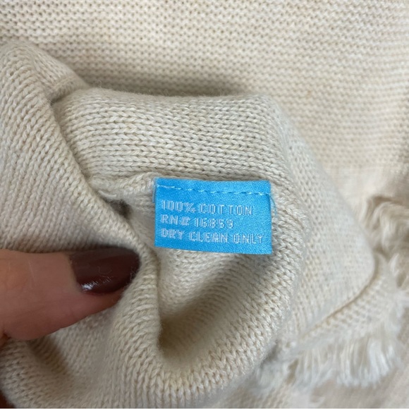 J.McLaughlin Cream Cotton Knit Fringe Sweater - Picture 4 of 5